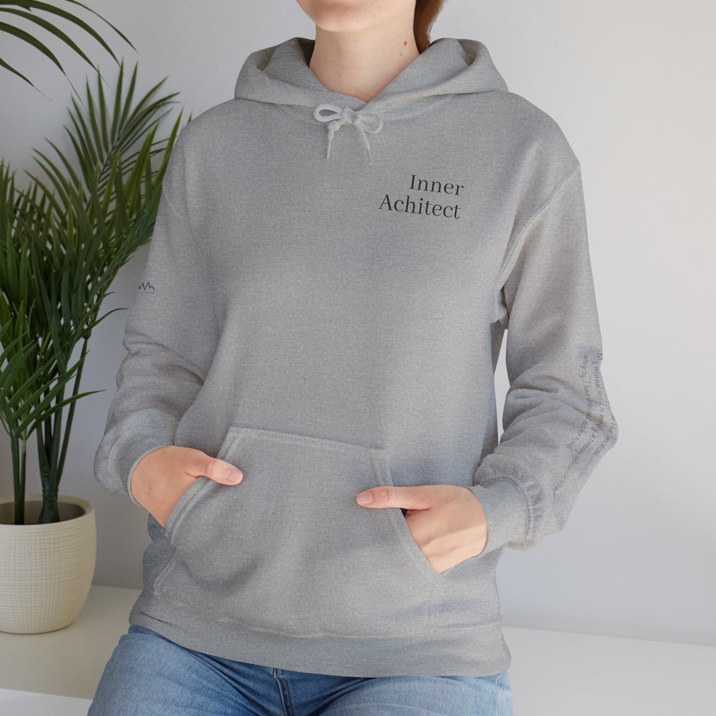 "Inner Architect" Hoodie Sweatshirt- Sleeve Printed Affirmation