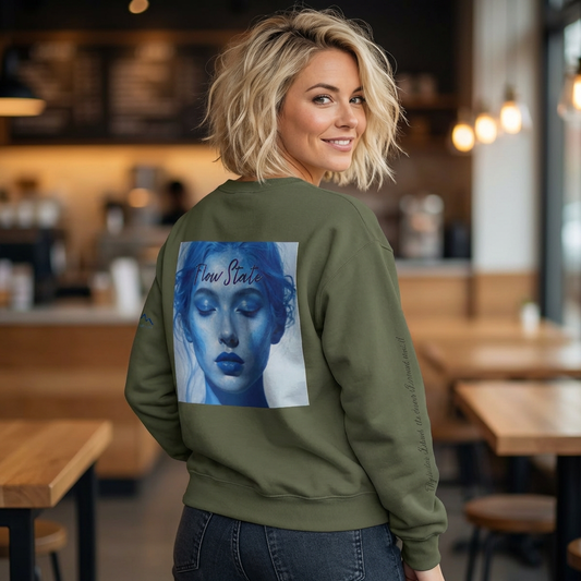 “Flow State” Crewneck Sweatshirt- Sleeve Print Affirmation