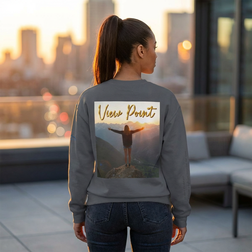 "View Point" Crewneck - Heavyweight Sleeve Print Sweatshirt
