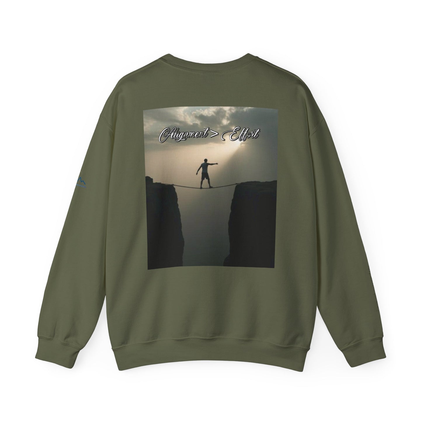 “Alignment > Effort” Crewneck Sweatshirt- Sleeve Print Affirmation