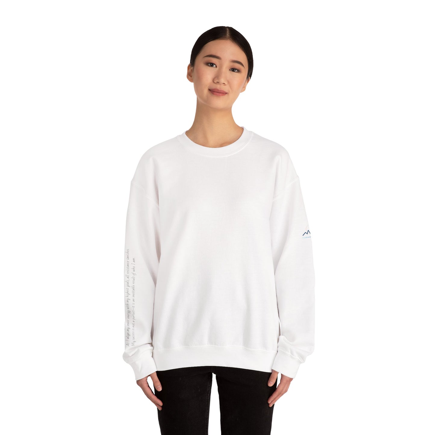 “Alignment > Effort” Crewneck Sweatshirt- Sleeve Print Affirmation